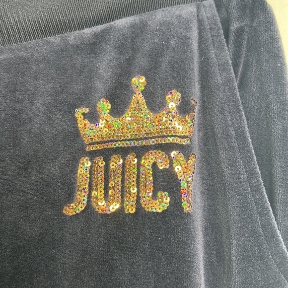 Juicy Couture velour pocketed drawstring sequin bling joggers - Picture 4 of 9